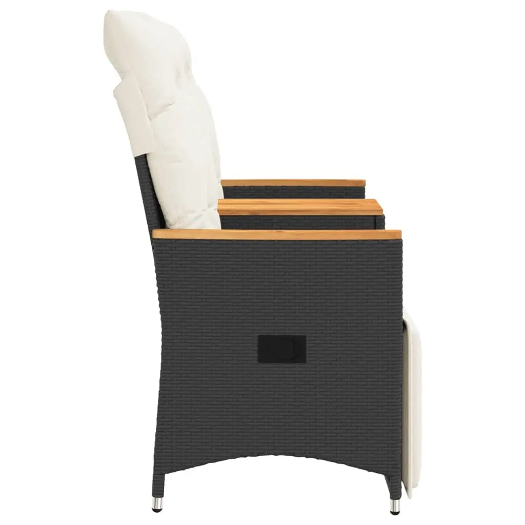 Reclining Garden Sofa 2-Seater with Adjustable Backrest Central Table Black Poly Rattan