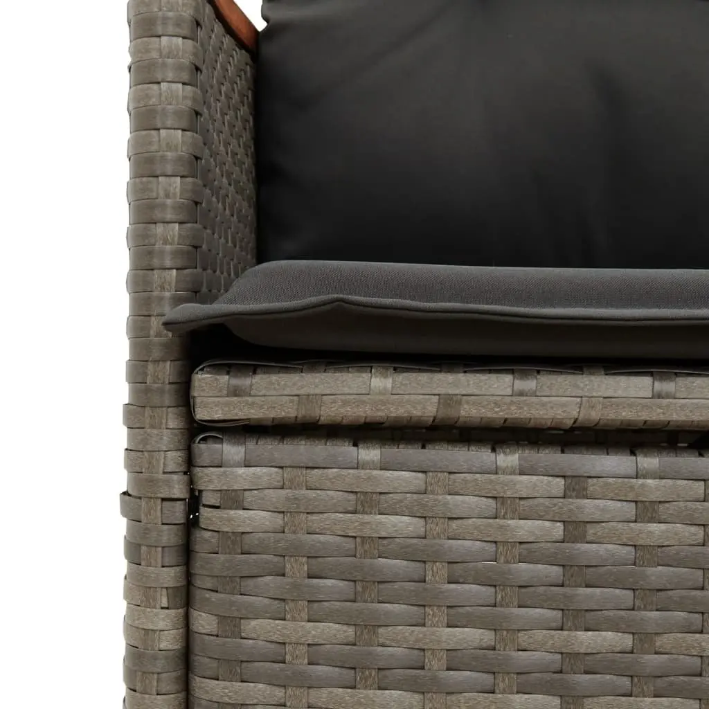 Outdoor Garden Sofa Set 2-Seater Adjustable with Central Table Grey Poly Rattan