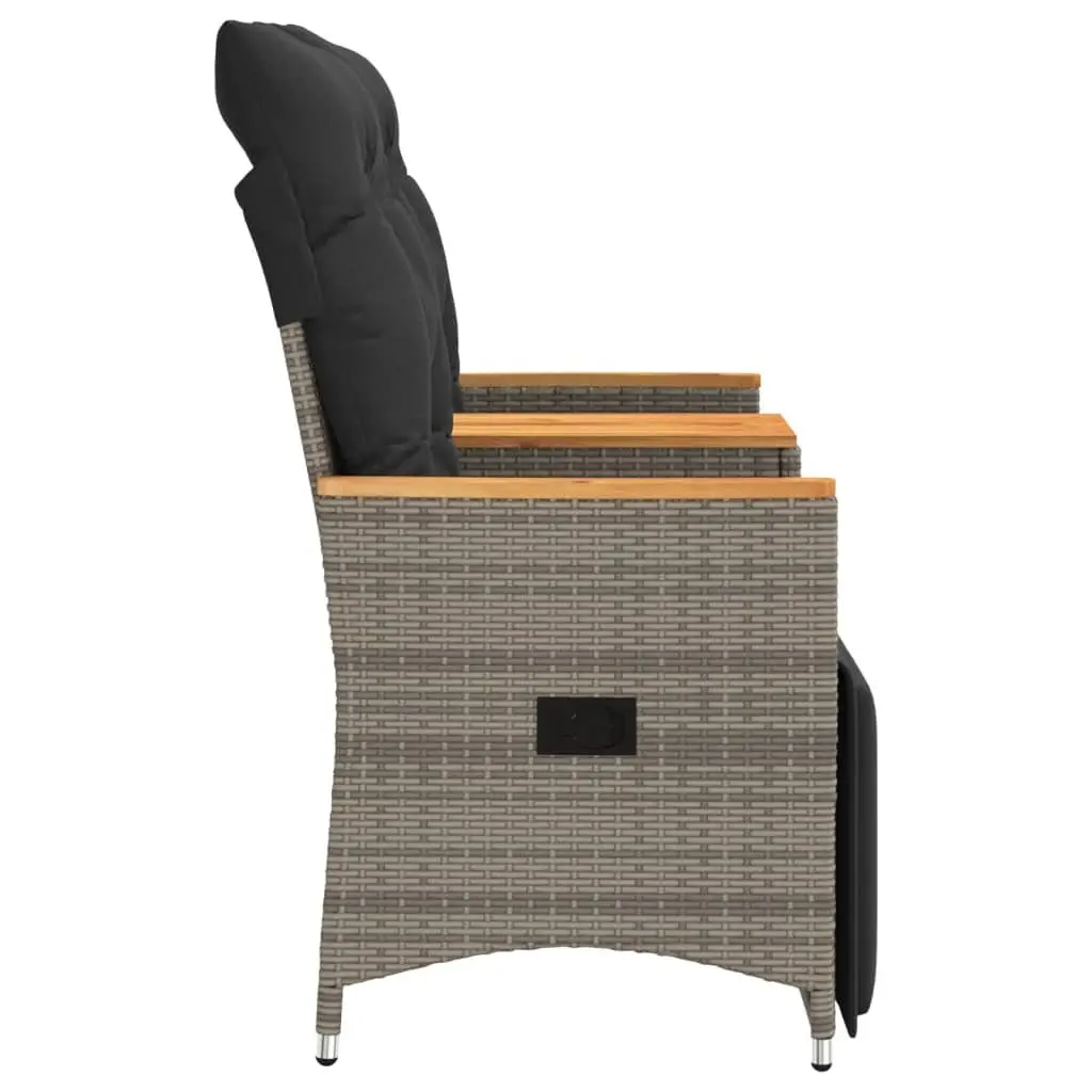Outdoor Garden Sofa Set 2-Seater Adjustable with Central Table Grey Poly Rattan