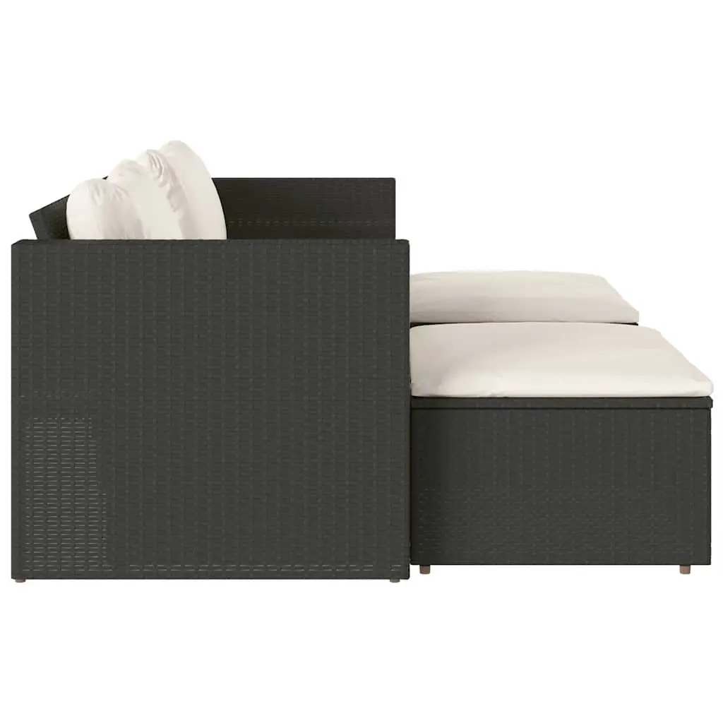 Outdoor Garden Sofa Set 5 Piece Patio Seating with Cushions Black Modular