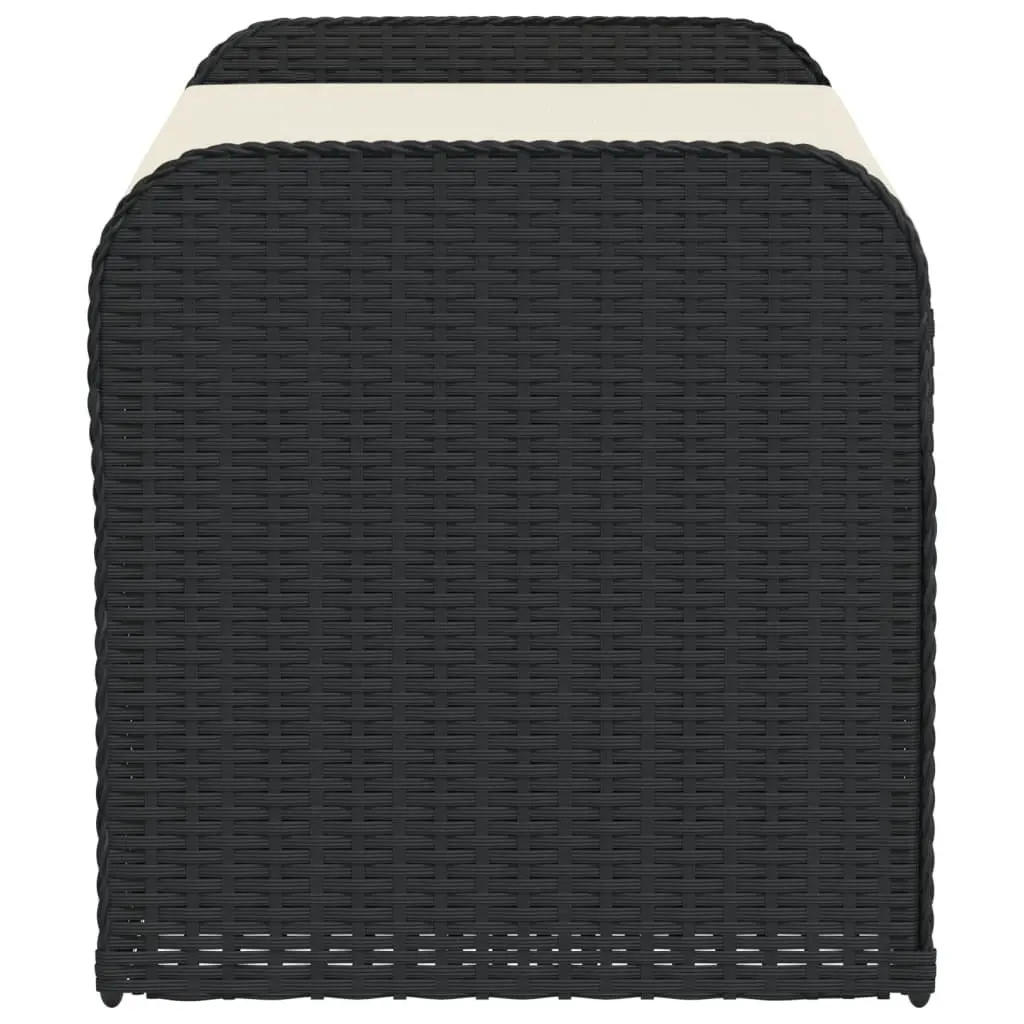 Outdoor Storage Bench with Cushion Black Poly Rattan Garden Seating Furniture