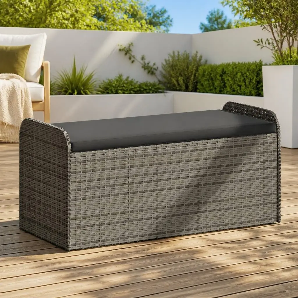 Outdoor Storage Bench for Patio and Garden Grey 115x51x52cm