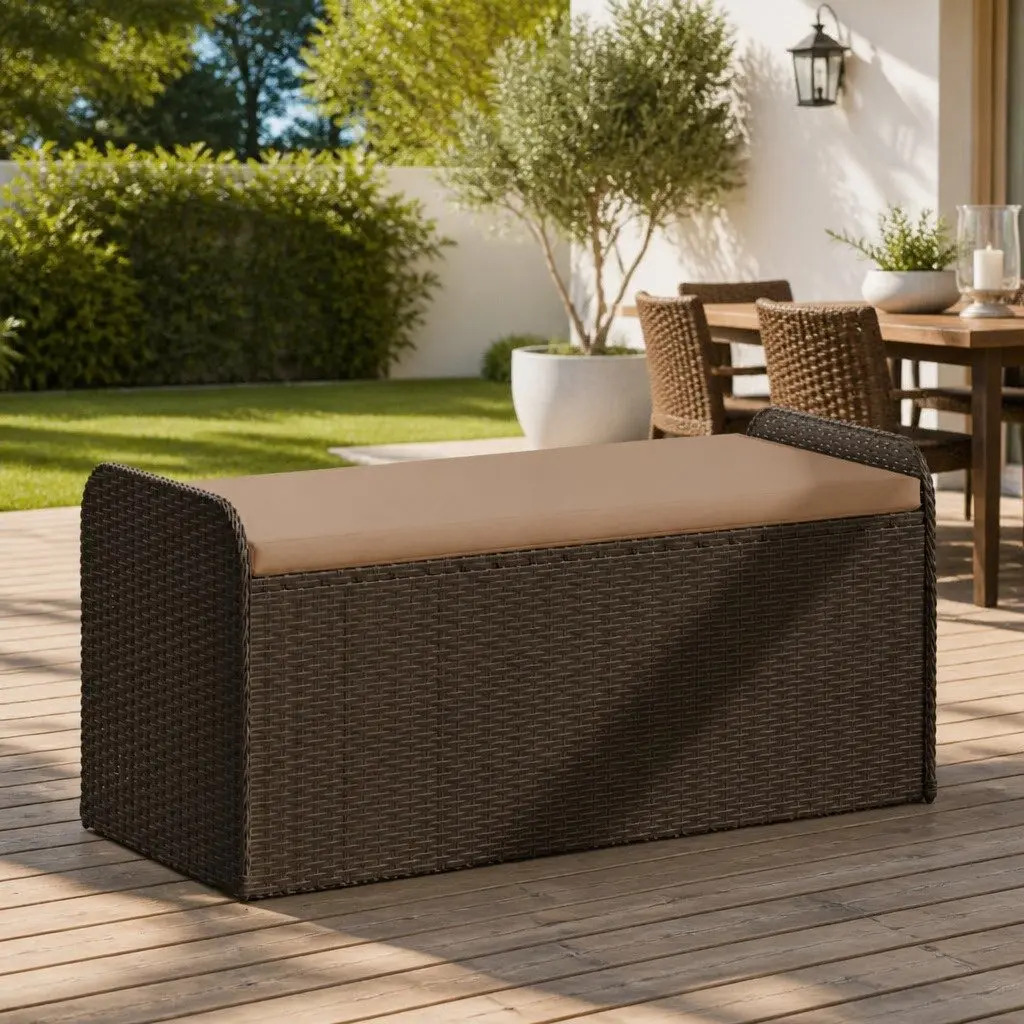Outdoor Storage Bench with Cushion