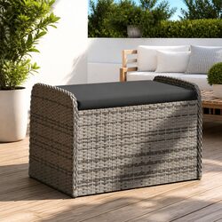 Grey Outdoor Storage Bench Dimensions: 80x51x52cm with Cushion