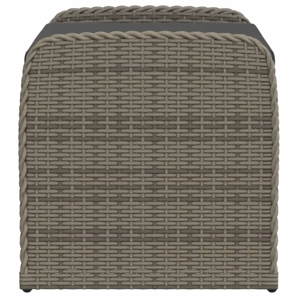 Outdoor Storage Bench with Cushion Grey Poly Rattan Garden Seating 80x51x52cm