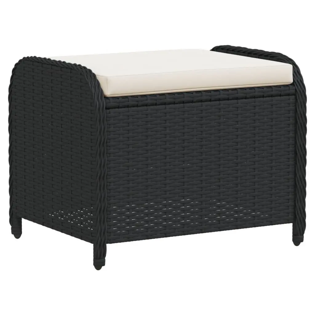 Garden Stool Black Outdoor Patio Furniture with Cushion 58 x 46 x 46 cm