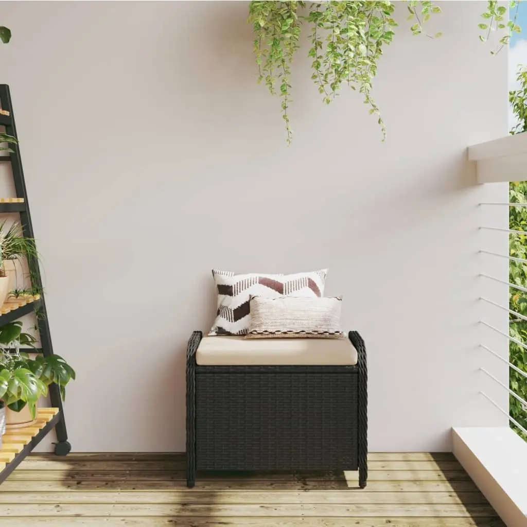 Garden Stool Black Outdoor Patio Furniture with Cushion 58 x 46 x 46 cm