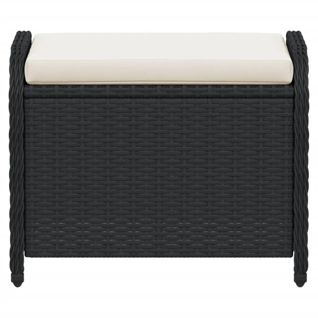 Garden Stool Black Outdoor Patio Furniture with Cushion 58 x 46 x 46 cm