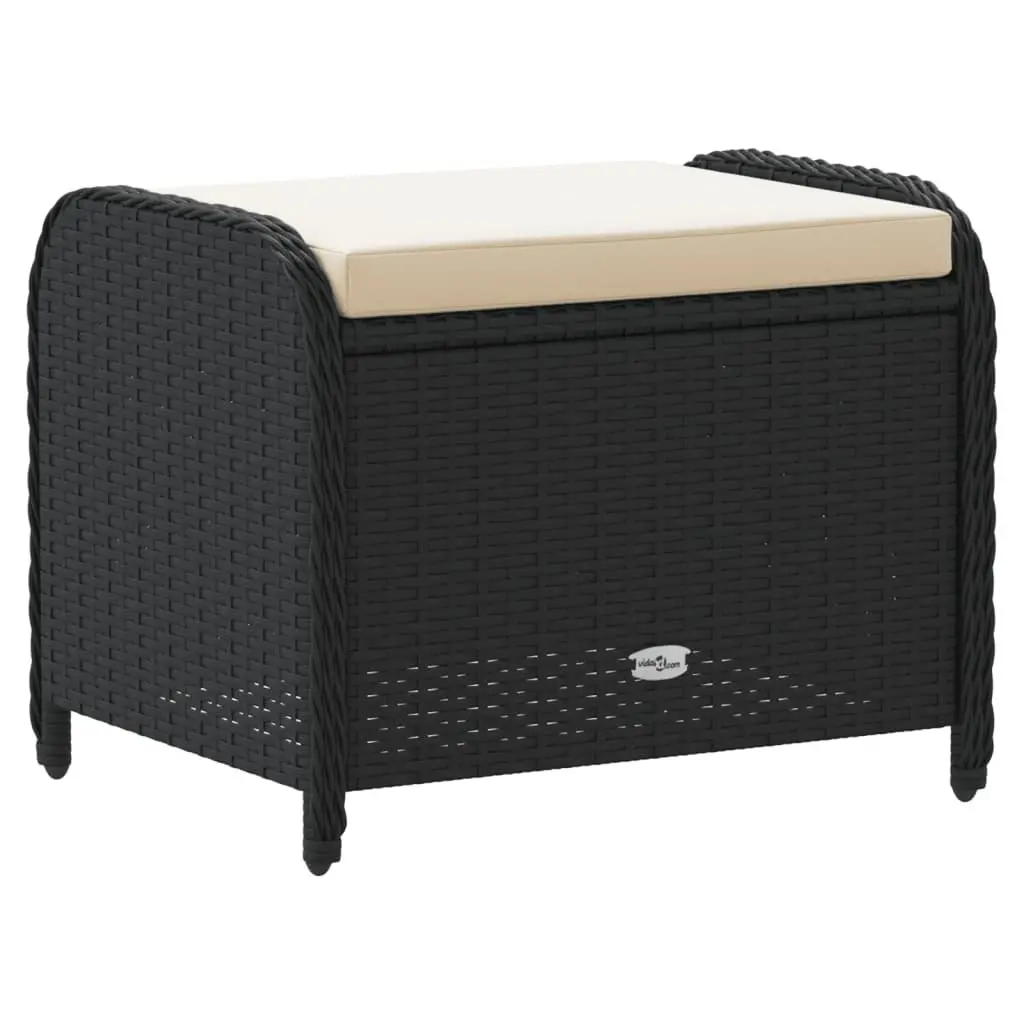 Garden Stool Black Outdoor Patio Furniture with Cushion 58 x 46 x 46 cm