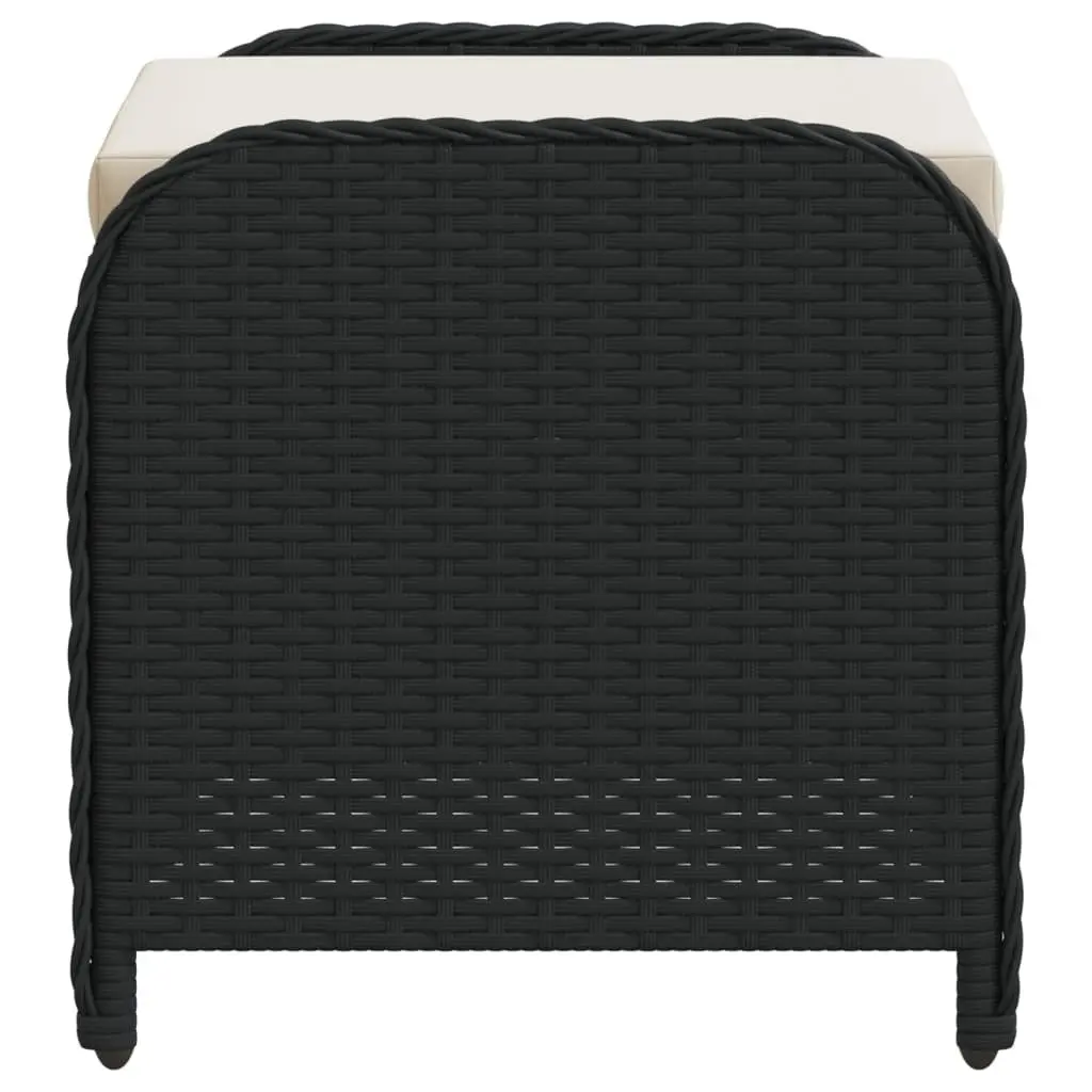 Garden Stool Black Outdoor Patio Furniture with Cushion 58 x 46 x 46 cm