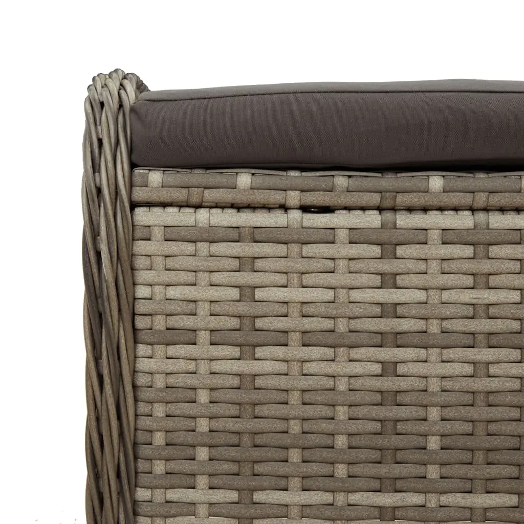 Garden Stool with Cushion Grey Outdoor Foot Rest Poly Rattan Padded Seat
