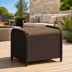 Garden Stool with Brown Cushion: Specs and Features