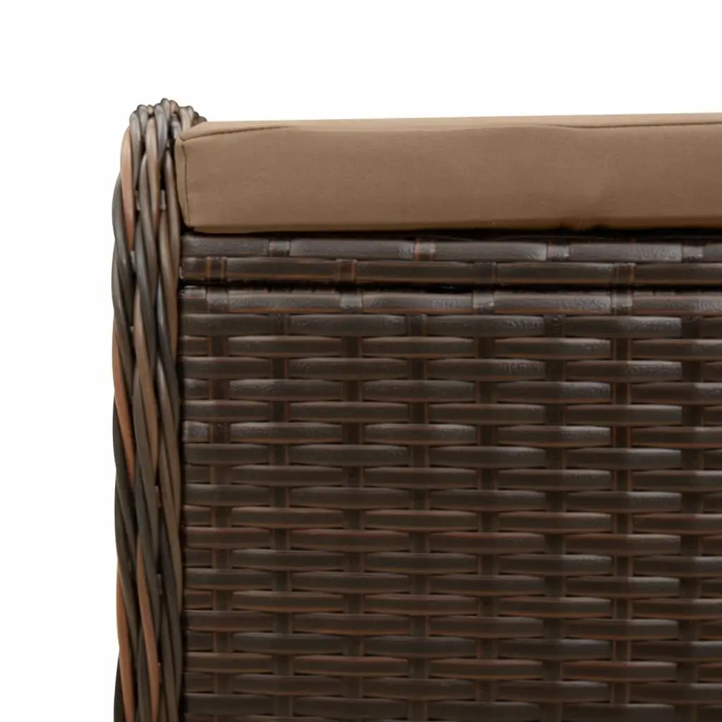 Garden Stool for Outdoor Use with Cushion Brown Poly Rattan Seat 58 x 46 x 46 cm