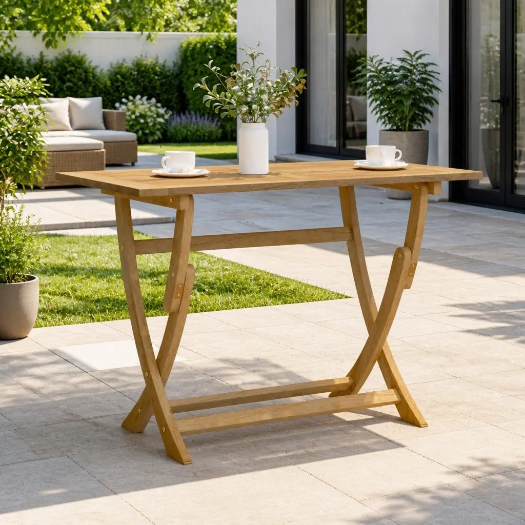 Folding Garden Table 110x55x75cm Outdoor Patio Dining Furniture Brown Wood