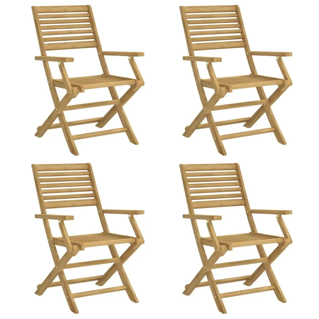 Folding Outdoor Chairs Set 4 Piece Garden Patio Seating Acacia Wood Brown