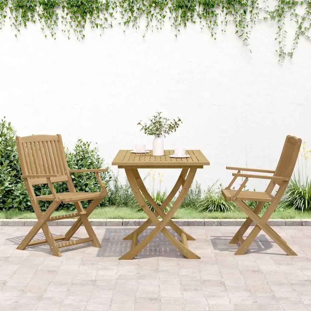 Folding Garden Chairs 2 Pcs Solid Wood Outdoor Seating Backrest Armrests Brown