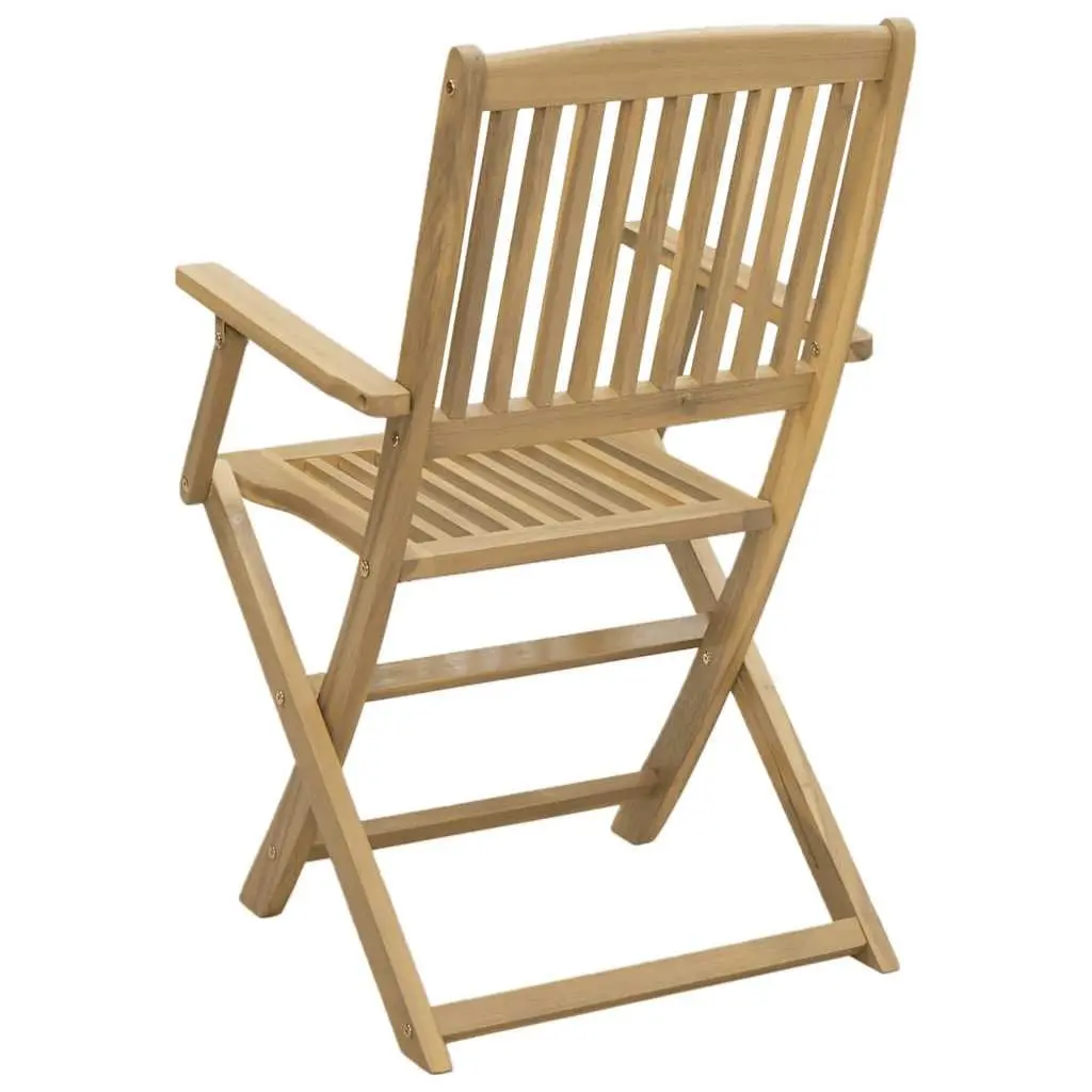 Folding Garden Chairs 2 Pcs Solid Wood Outdoor Seating Backrest Armrests Brown