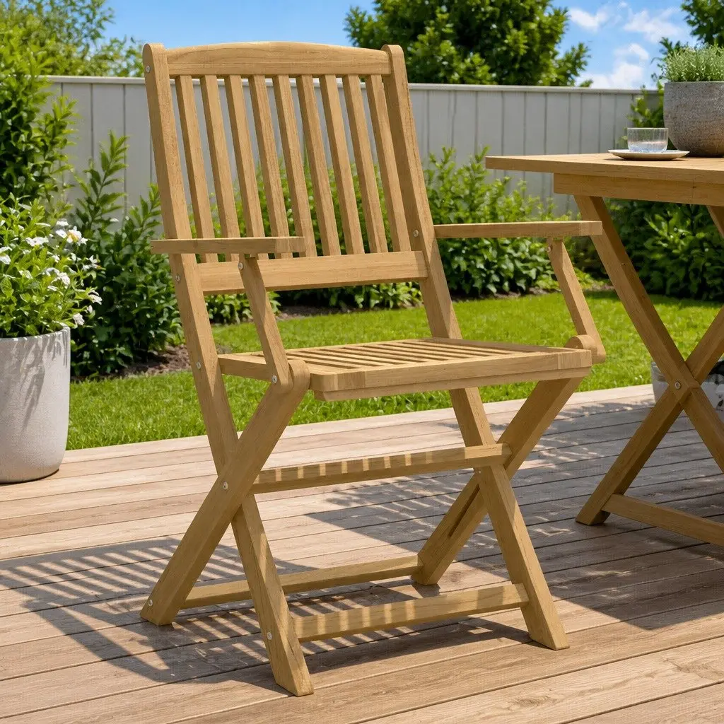 Folding Outdoor Chairs for Garden Patio 4 Piece Brown Solid Wood