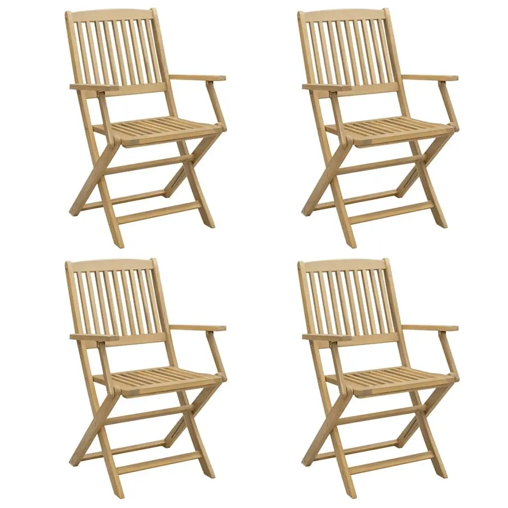 Folding Outdoor Chairs for Garden Patio 4 Piece Brown Solid Wood