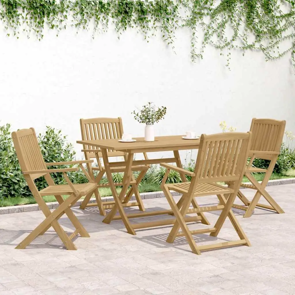 Folding Outdoor Chairs for Garden Patio 4 Piece Brown Solid Wood