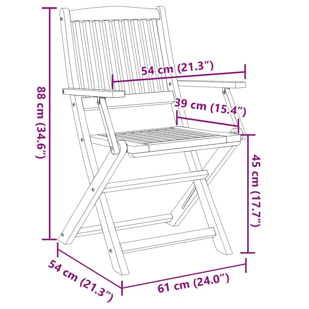 Folding Outdoor Chairs for Garden Patio 4 Piece Brown Solid Wood