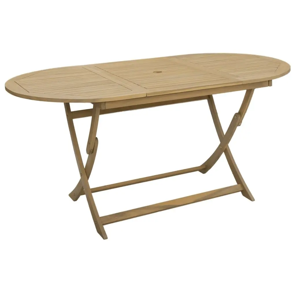 Folding Garden Table 160x85x75 cm Outdoor Dining Furniture Brown Wood Patio