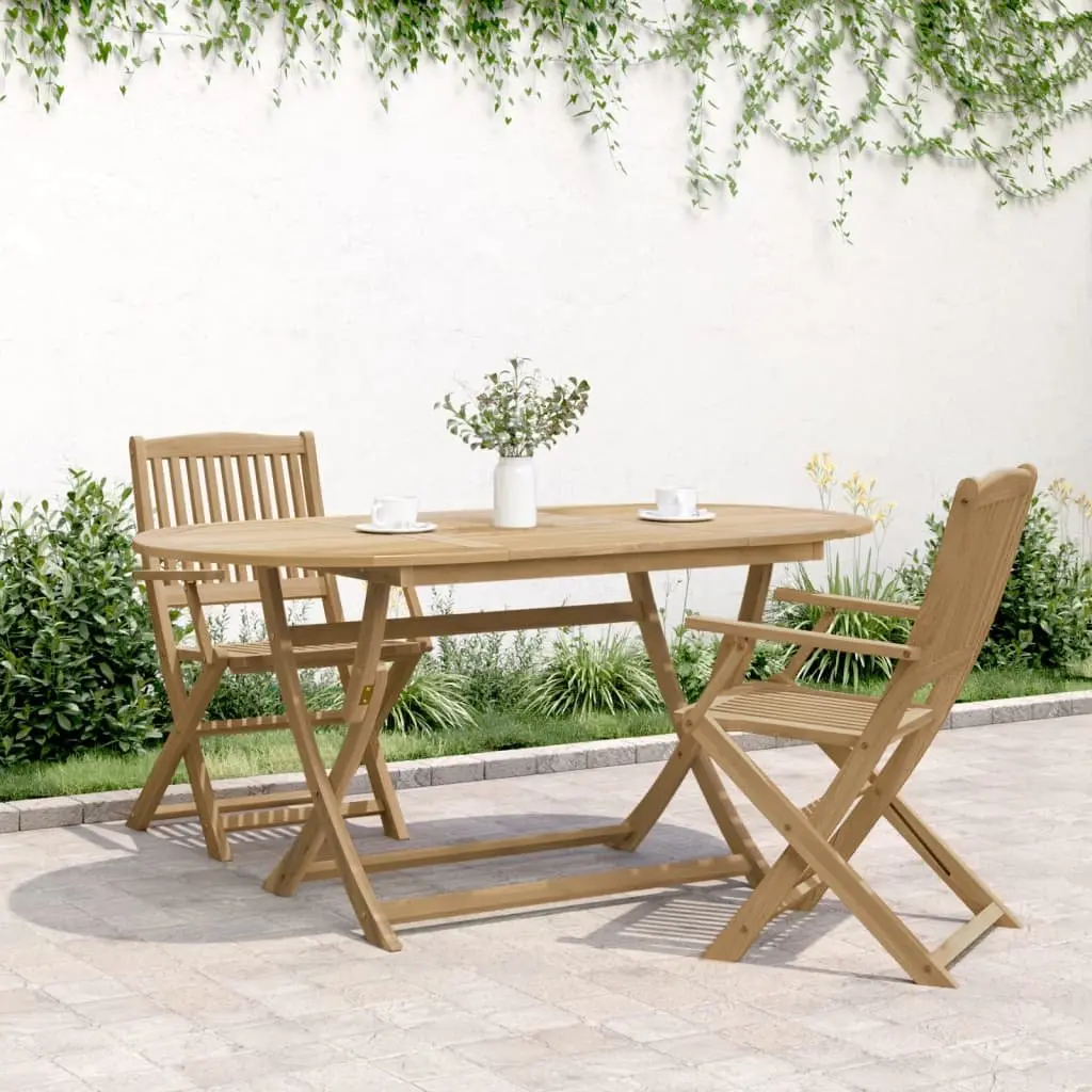 Folding Garden Table 160x85x75 cm Outdoor Dining Furniture Brown Wood Patio