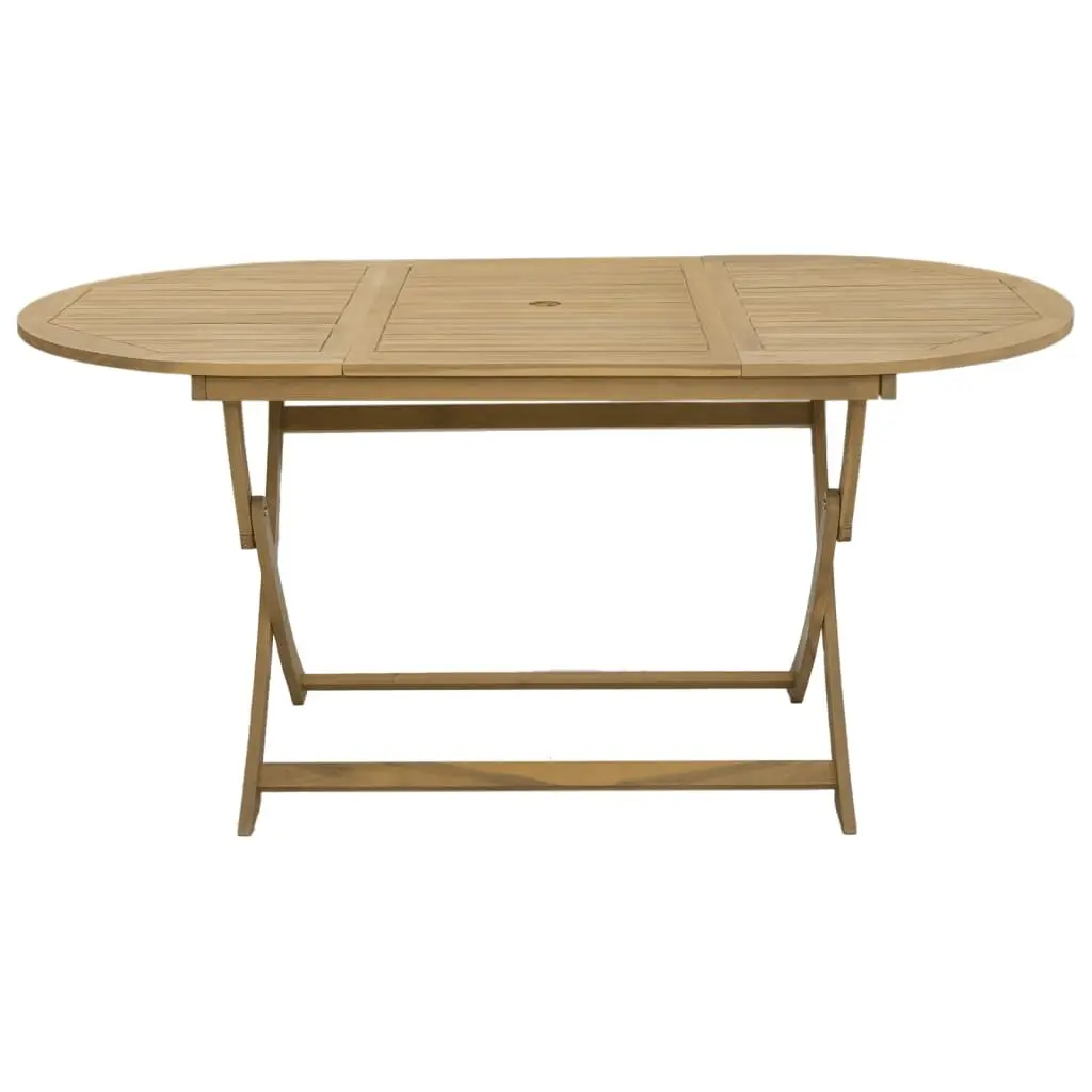 Folding Garden Table 160x85x75 cm Outdoor Dining Furniture Brown Wood Patio