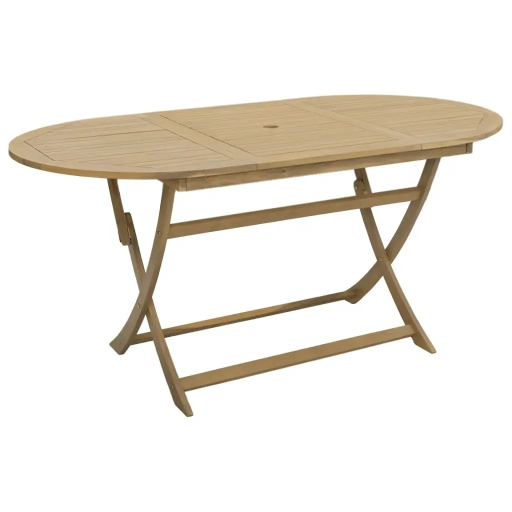 Folding Garden Table 160x85x75 cm Outdoor Dining Furniture Brown Wood Patio