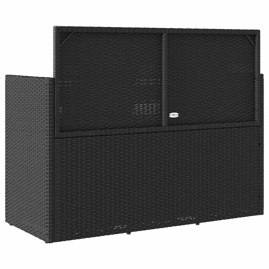 Outdoor Bench for Garden Storage Cushion Seat Poly Rattan Black