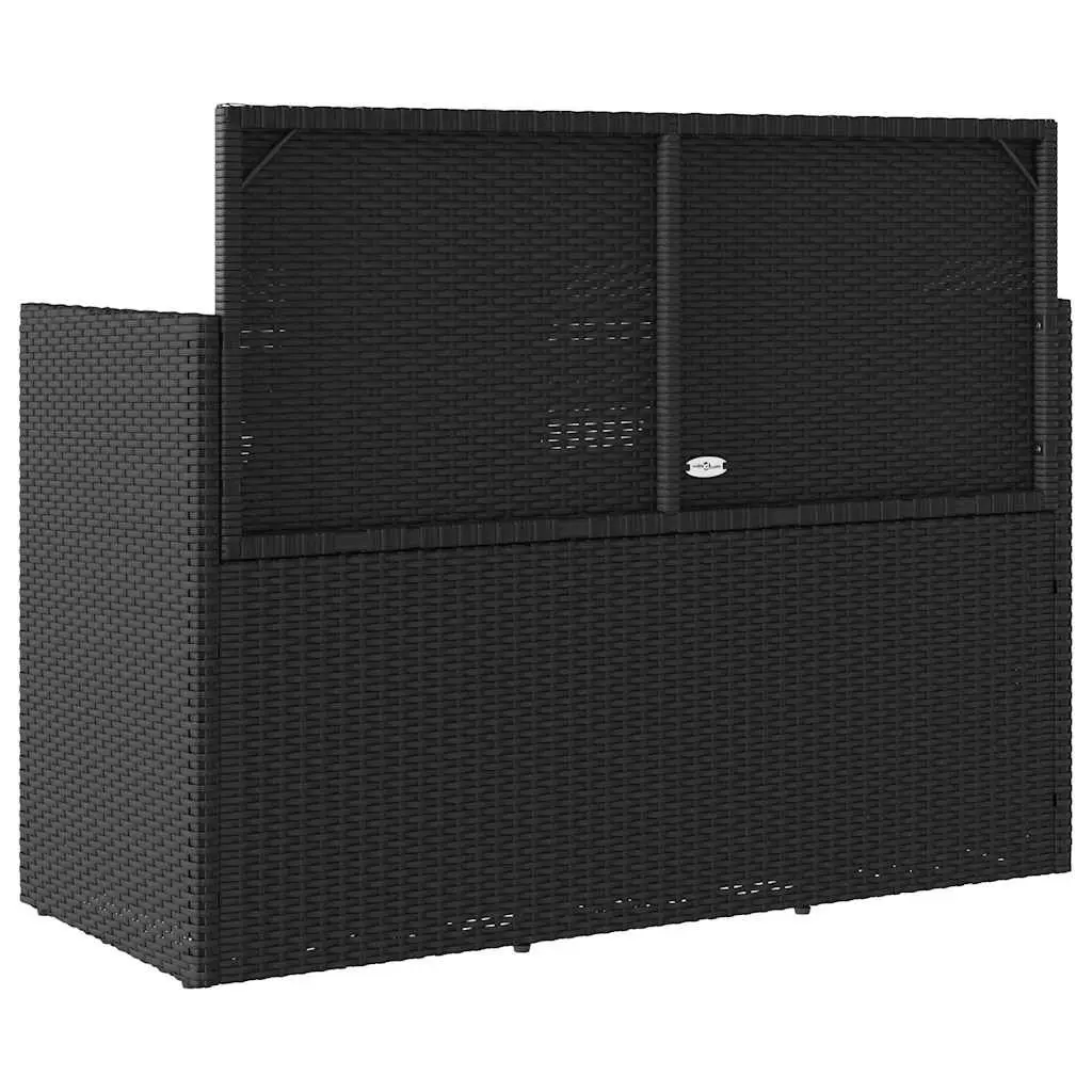 Outdoor Garden Bench Storage Seating Poly Rattan Black with Cushion Lid