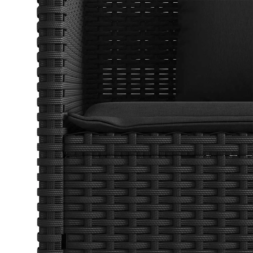 Outdoor Garden Bench Storage Seating Poly Rattan Black with Cushion Lid