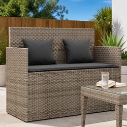 Garden Bench Specifications: Storage Cushion in Grey Rattan