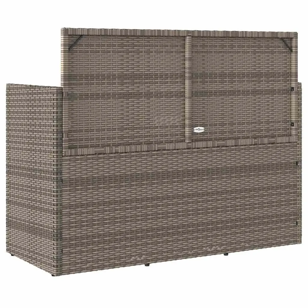 Garden Bench with Storage Cushion Grey Poly Rattan Outdoor Seating Furniture
