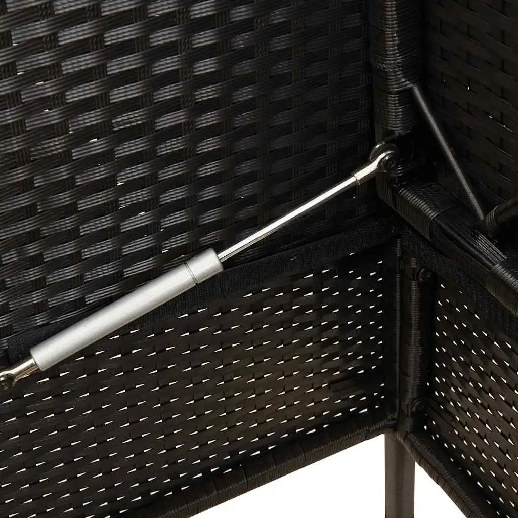 Garden Bench with Storage Cushions Black Poly Rattan Outdoor Seating Furniture