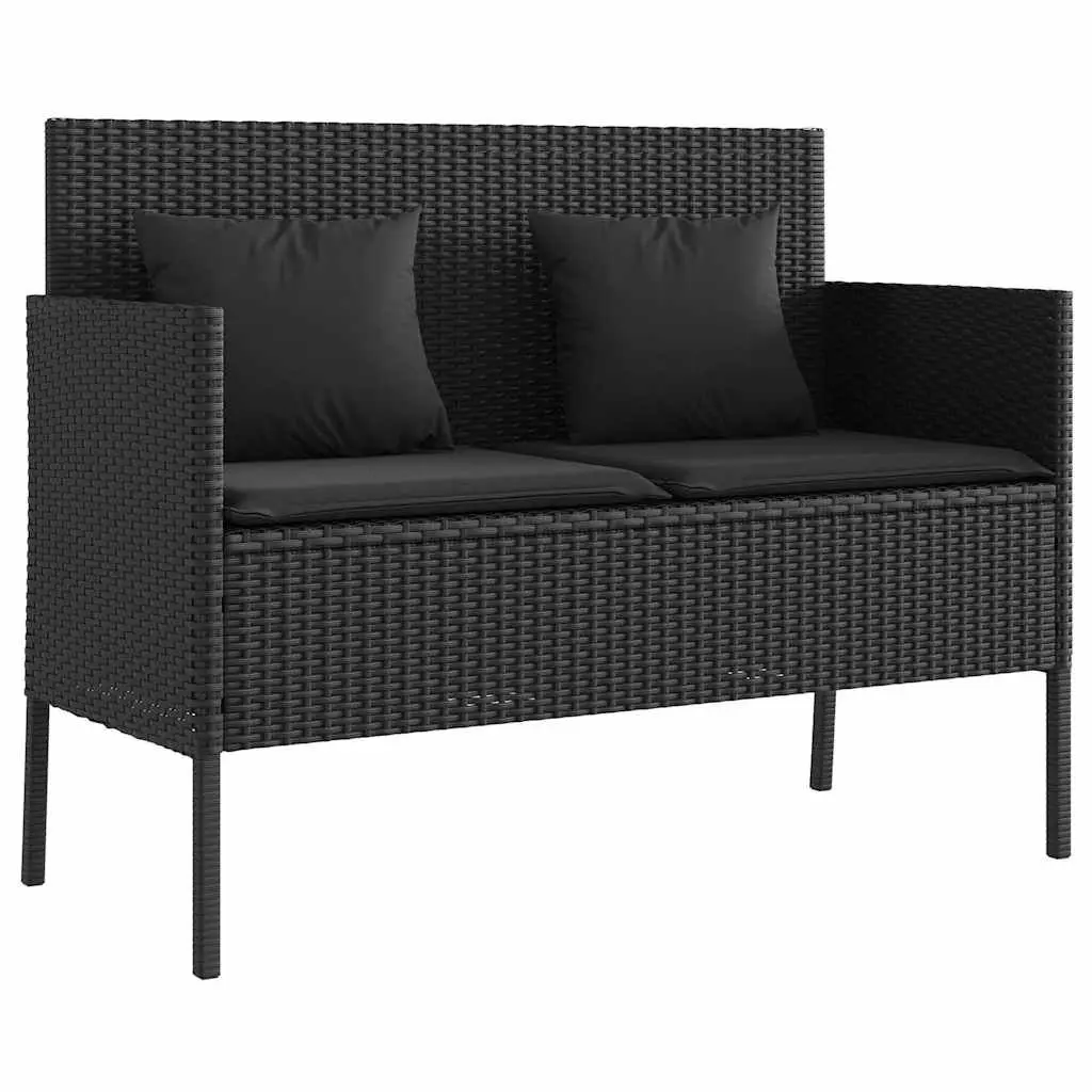 Outdoor Garden Bench with Storage Cushion Black