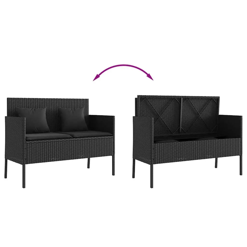 Outdoor Garden Bench with Storage Cushion Black