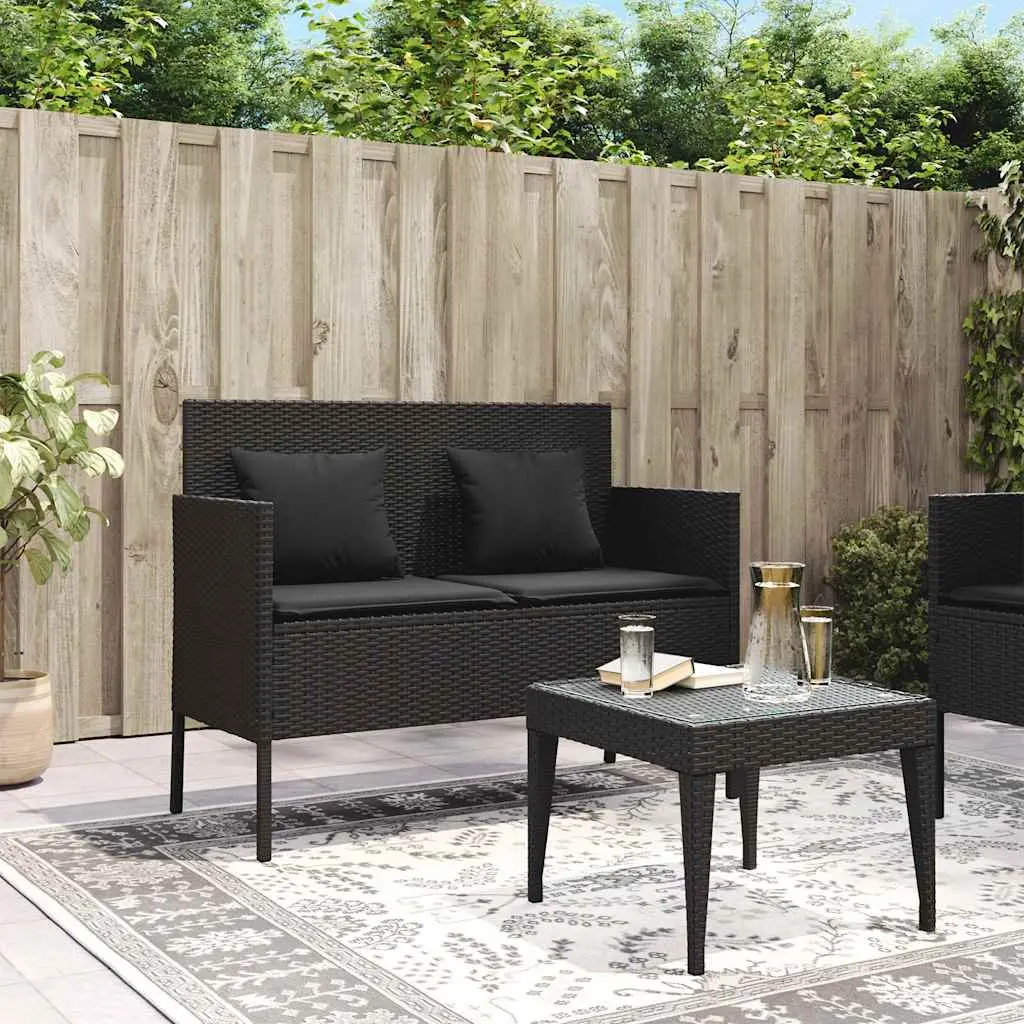 Outdoor Garden Bench with Storage Cushion Black