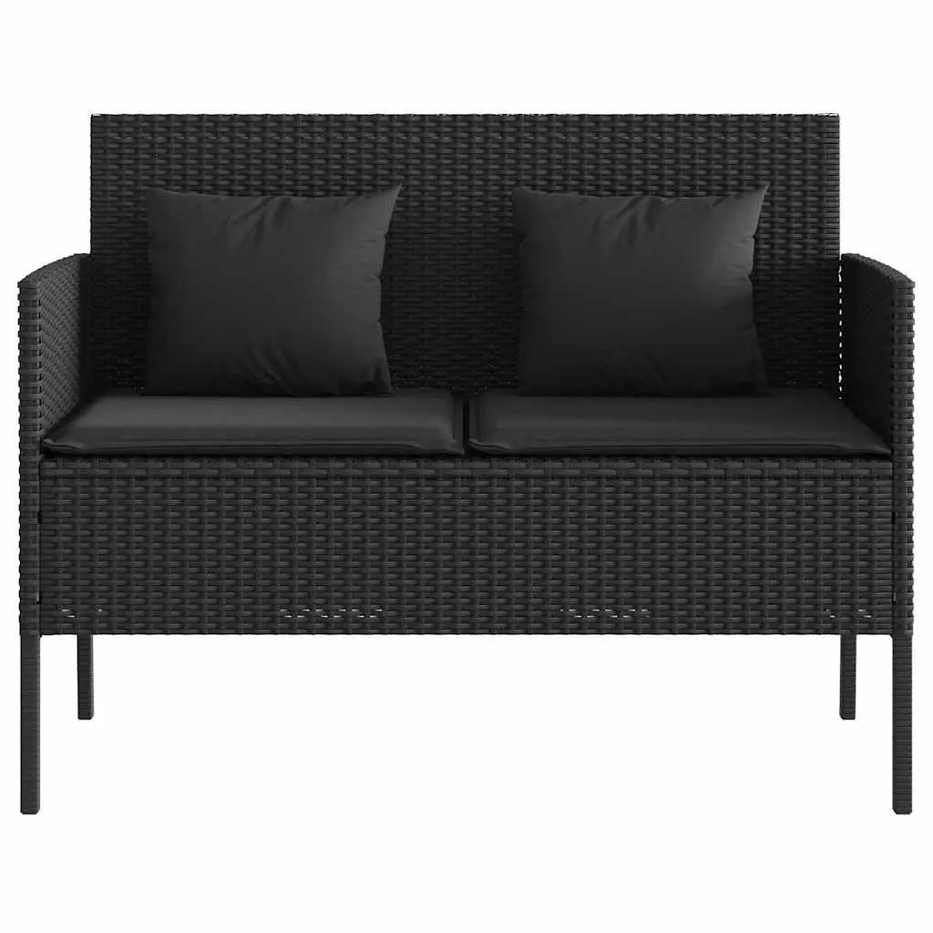 Outdoor Garden Bench with Storage Cushion Black