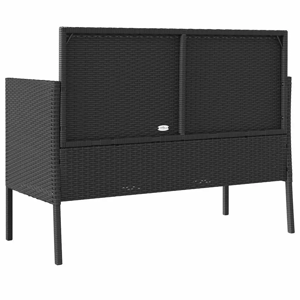 Outdoor Garden Bench with Storage Cushion Black