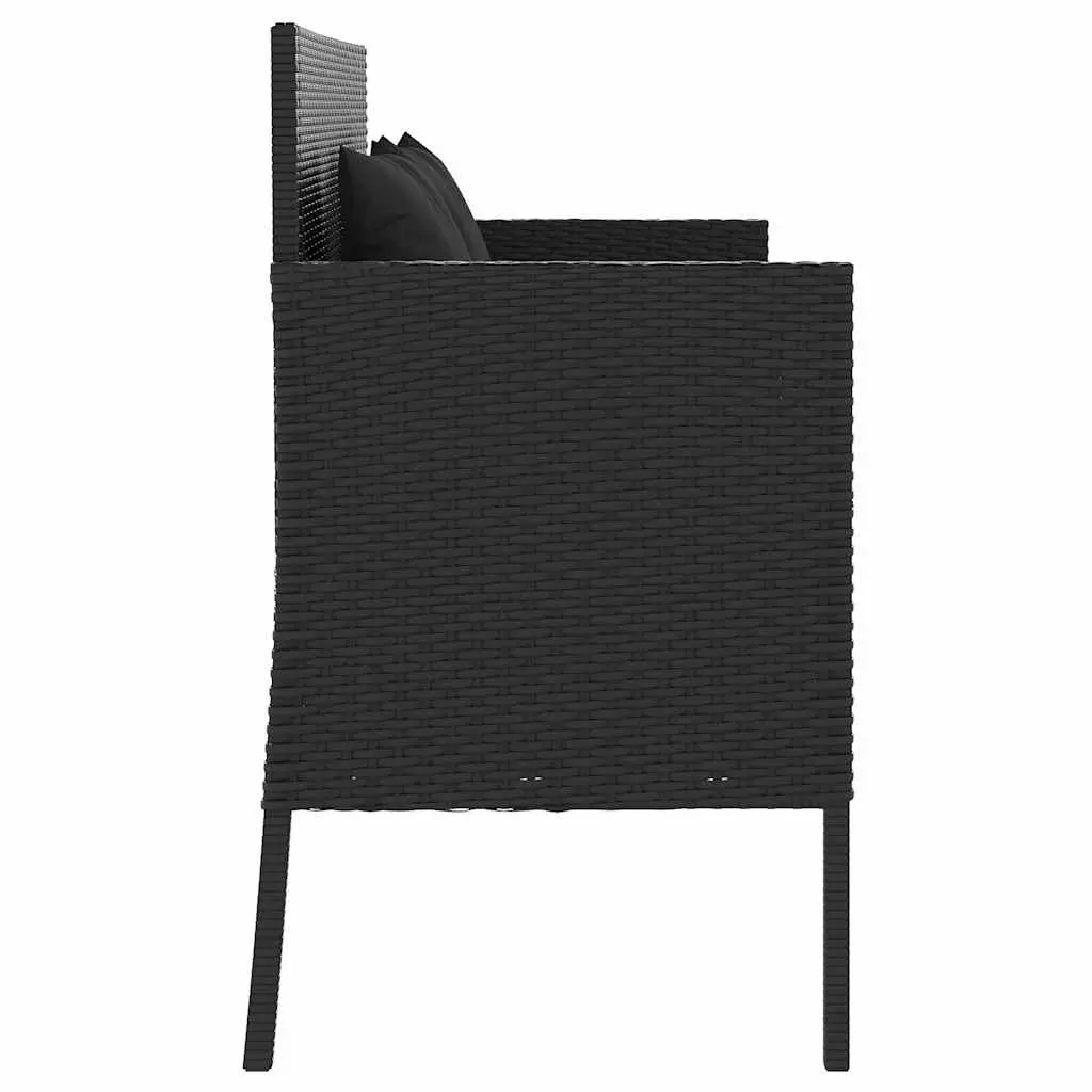 Outdoor Garden Bench with Storage Cushion Black