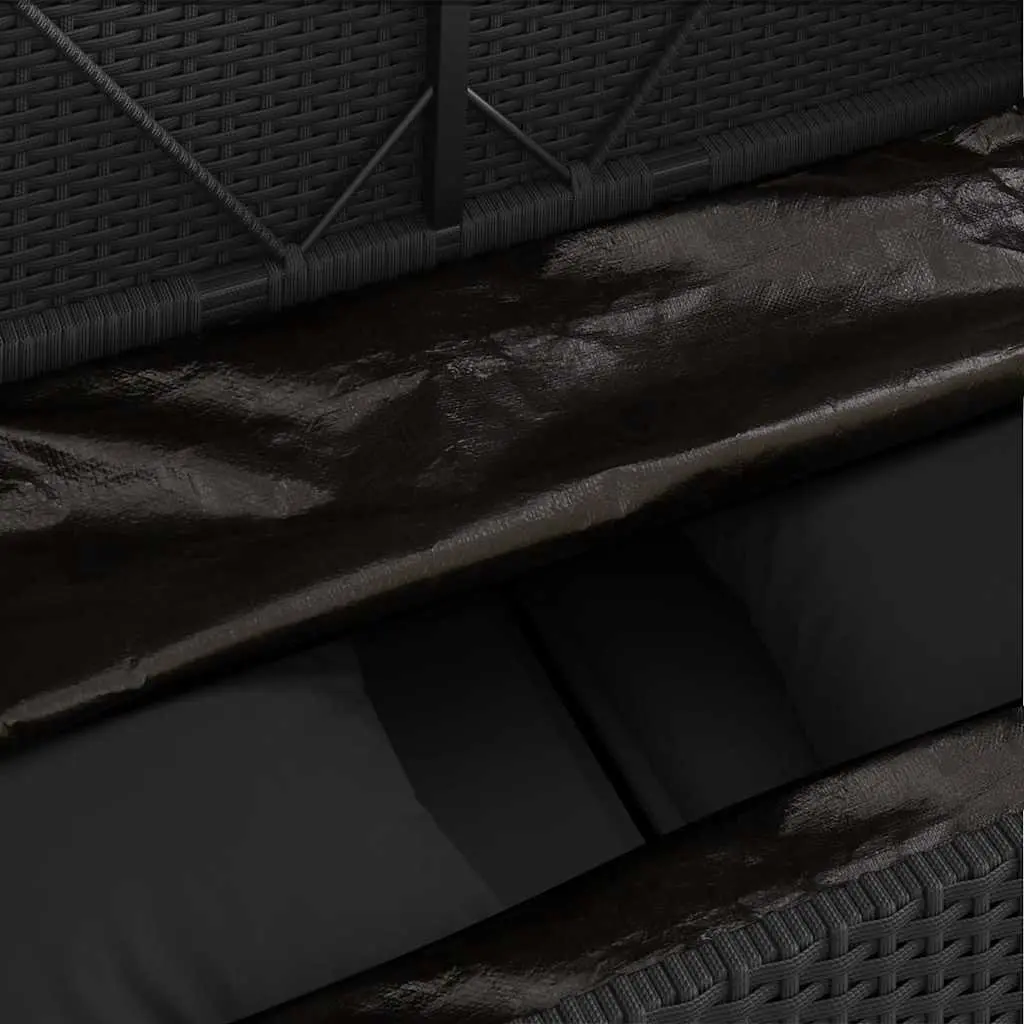 Outdoor Garden Bench with Storage Cushion Black