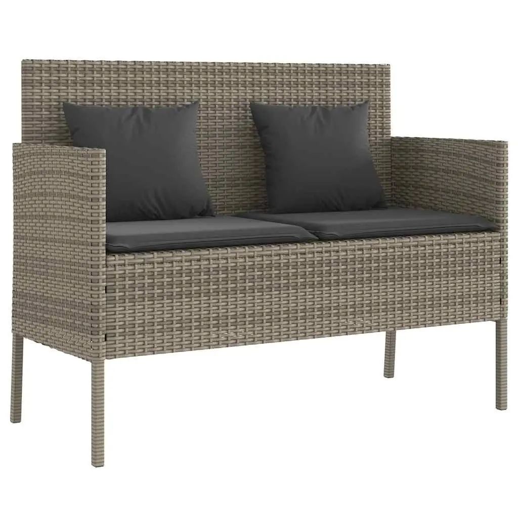 Garden Bench with Storage Cushion Outdoor Seating Poly Rattan Grey Furniture