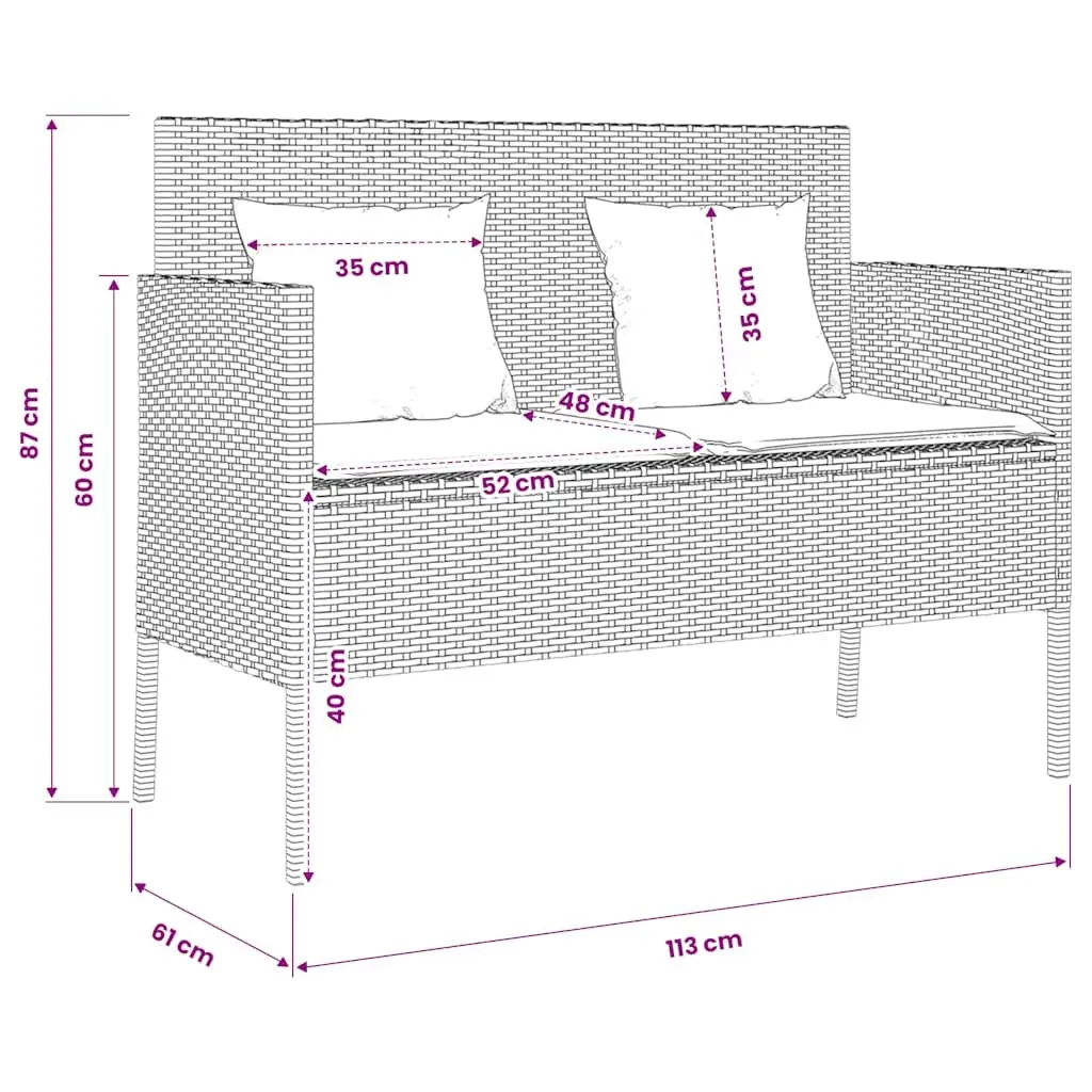 Garden Bench with Storage Cushion Outdoor Seating Poly Rattan Grey Furniture