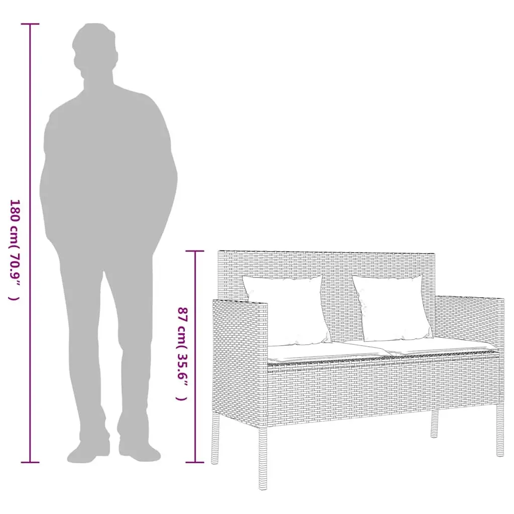Garden Bench with Storage Cushion Outdoor Seating Poly Rattan Grey Furniture