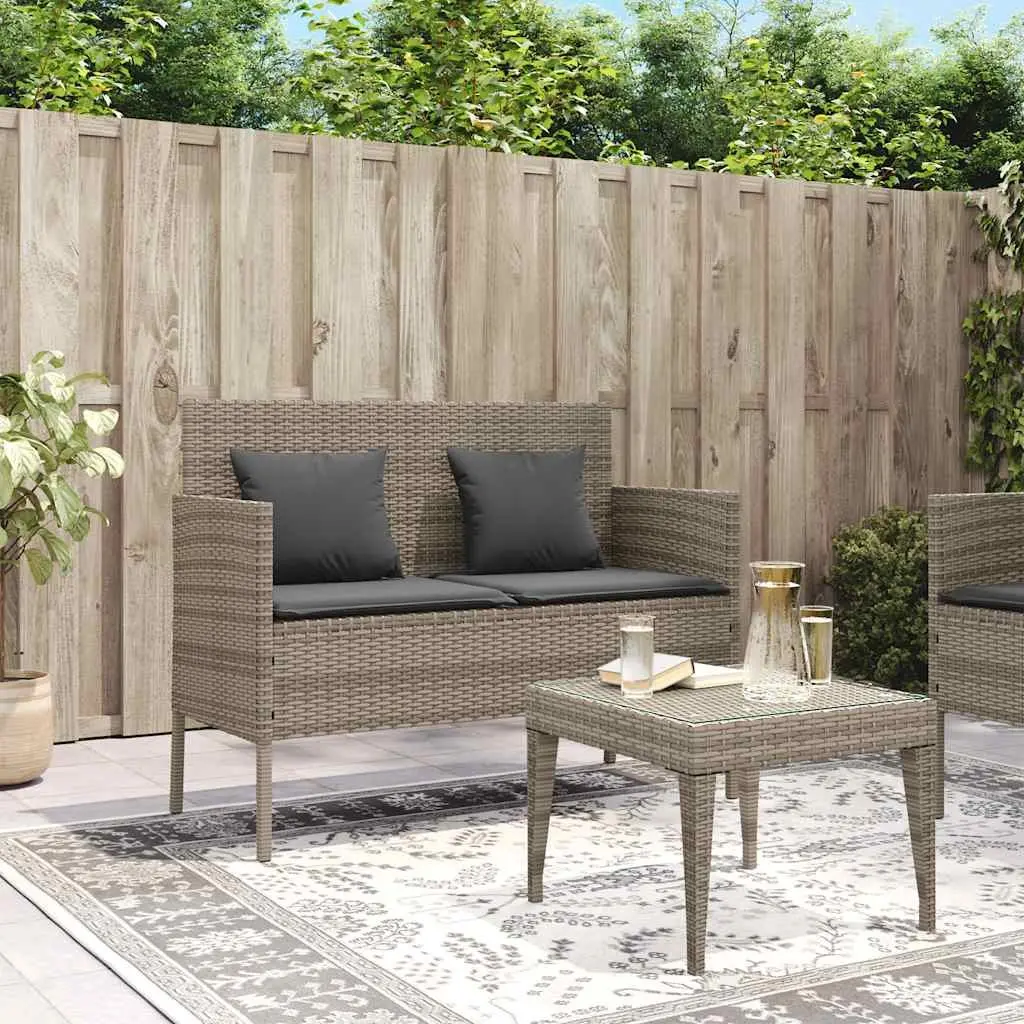 Garden Bench with Storage Cushion Outdoor Seating Poly Rattan Grey Furniture