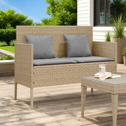 Specifications of Beige Outdoor Garden Bench with Cushion