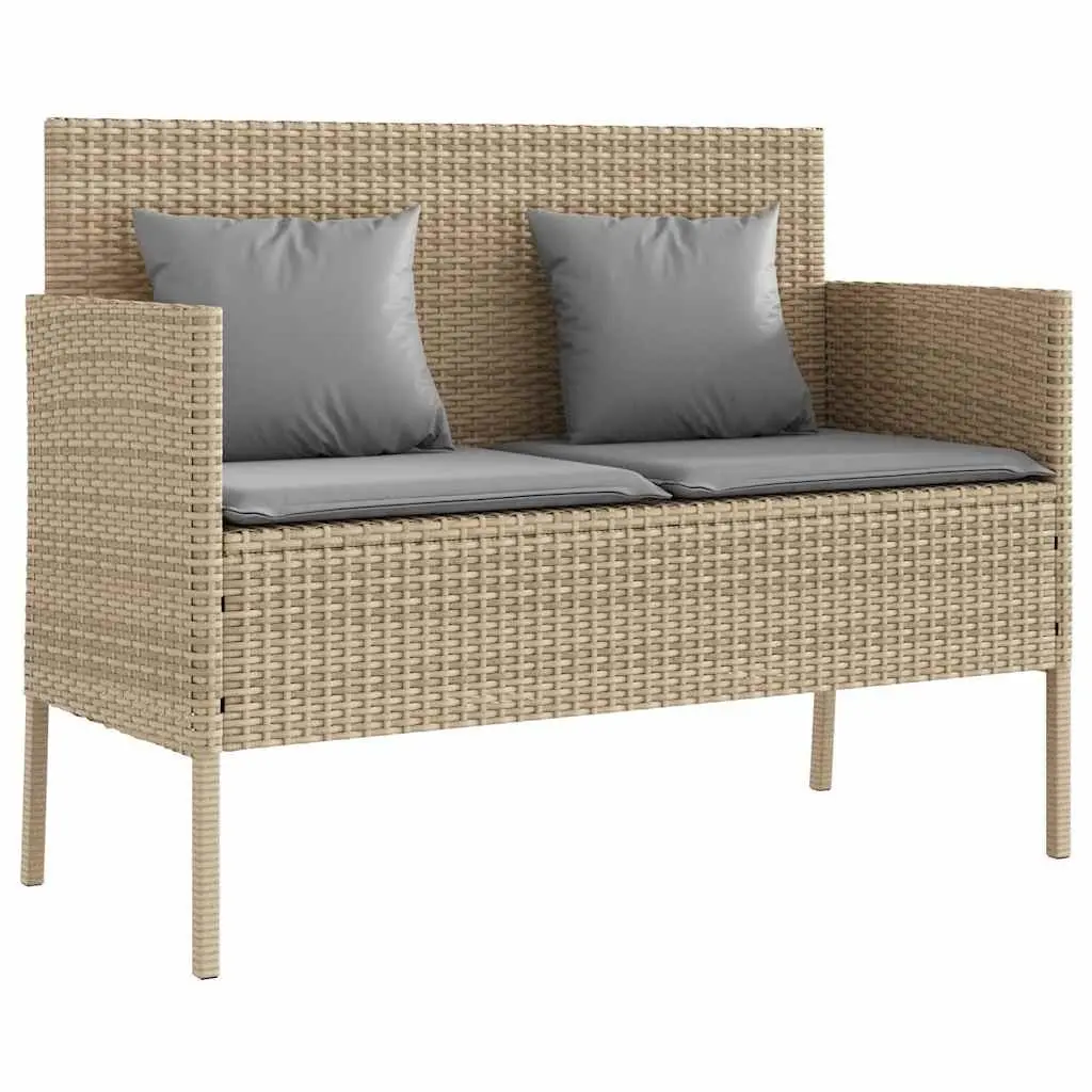 Garden Bench Outdoor Seating Beige with Cushion