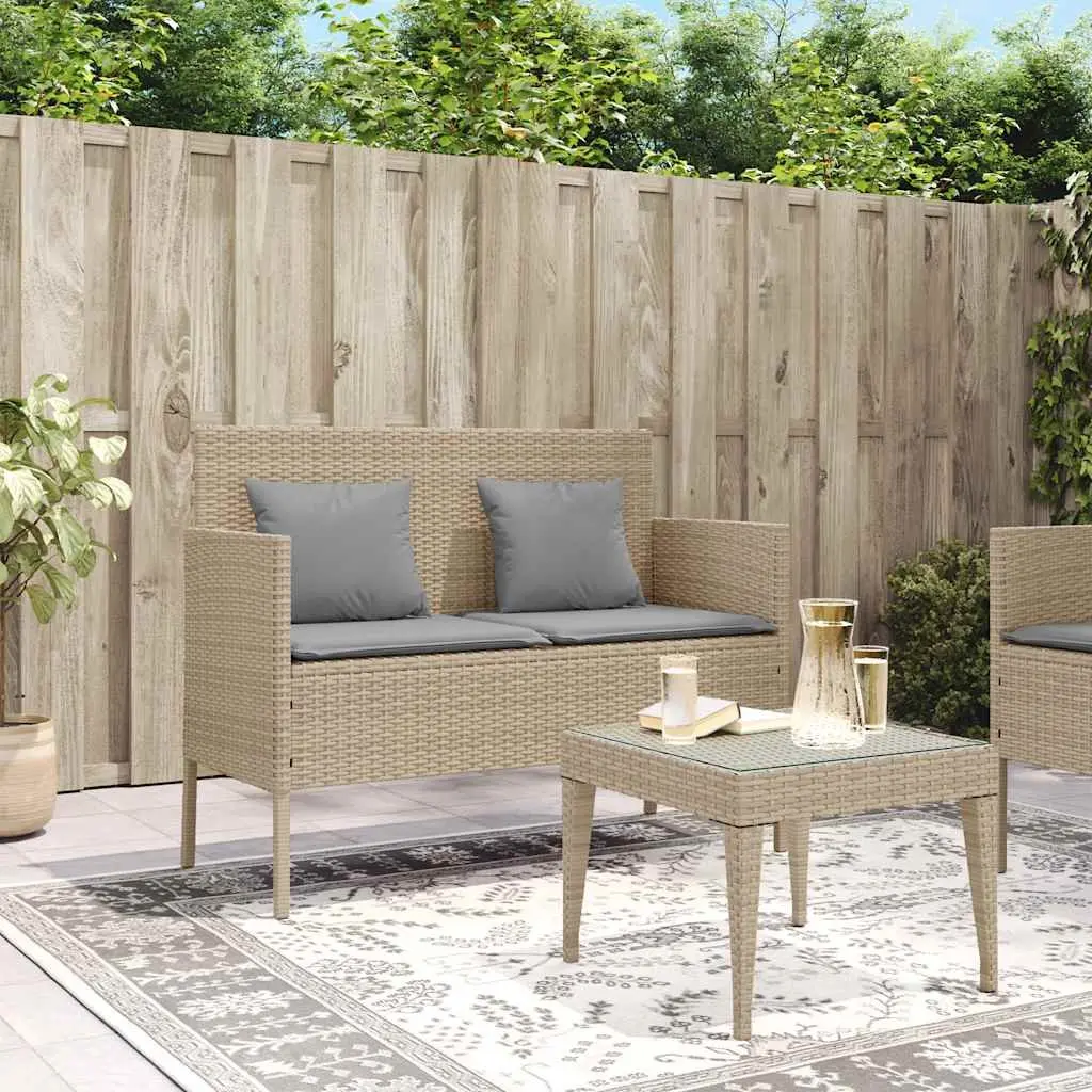 Garden Bench Outdoor Seating Beige with Cushion