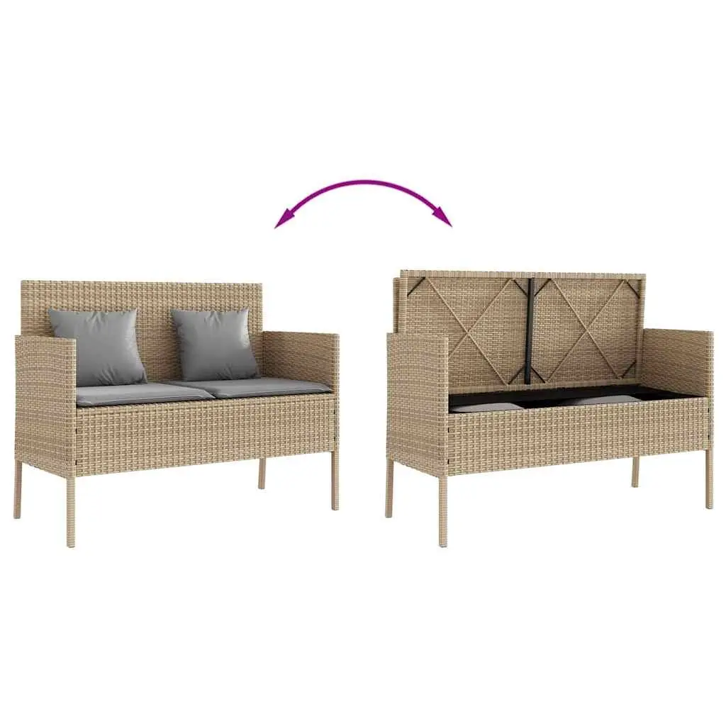 Garden Bench Outdoor Seating Beige with Cushion